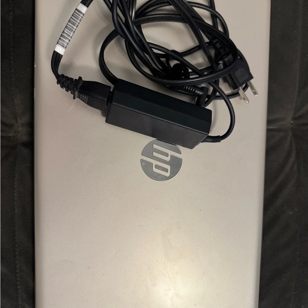 HP Silver and Black Laptop with Charger